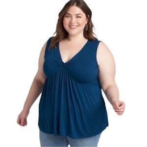 Lane Bryant Sleeveless Sweetheart Babydoll Top - Poseidon Blue - size 14/16 NWT
